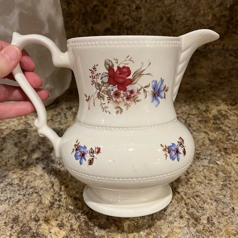 Vintage Lord Nelson Pottery Pitcher Floral Made in England 7”